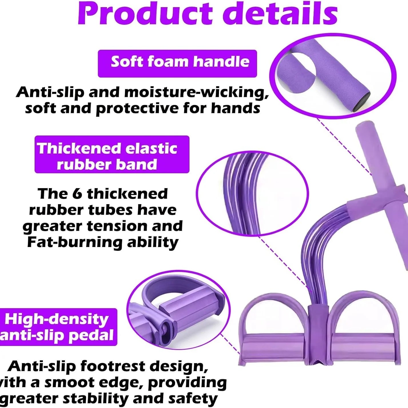 4-Tube Pedal Resistance Band Multifunction Tension Rope Elastic Yoga Pedal Puller Body Stretching Trainer Home Gym Workout Equipment