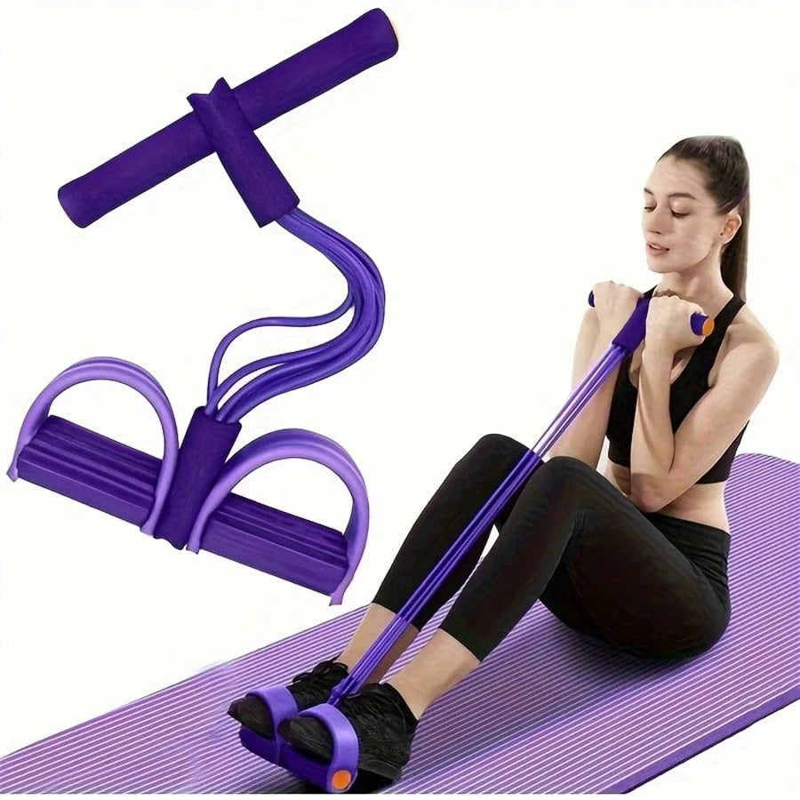 4-Tube Pedal Resistance Band Multifunction Tension Rope Elastic Yoga Pedal Puller Body Stretching Trainer Home Gym Workout Equipment