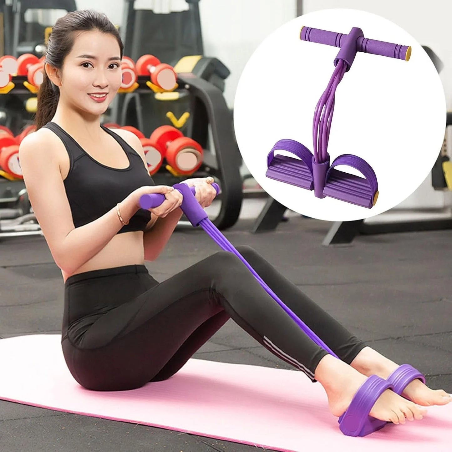 4-Tube Pedal Resistance Band Multifunction Tension Rope Elastic Yoga Pedal Puller Body Stretching Trainer Home Gym Workout Equipment
