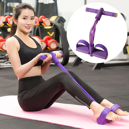 4-Tube Pedal Resistance Band Multifunction Tension Rope Elastic Yoga Pedal Puller Body Stretching Trainer Home Gym Workout Equipment