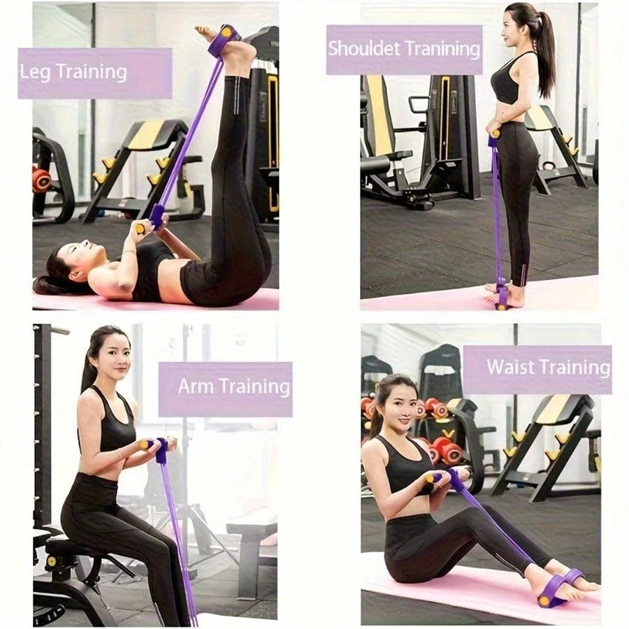 4-Tube Pedal Resistance Band Multifunction Tension Rope Elastic Yoga Pedal Puller Body Stretching Trainer Home Gym Workout Equipment